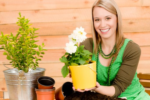 Front garden landscaping in Welling with plants and paving
